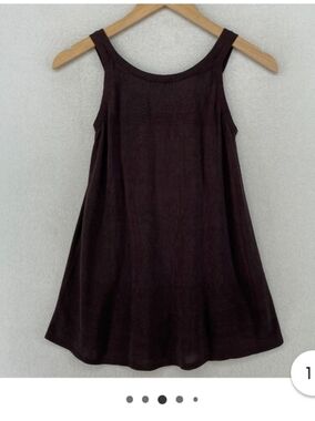 Eileen Fisher Sleeveless A-Line Silk/Viscose Knit Swing TANK  Brown